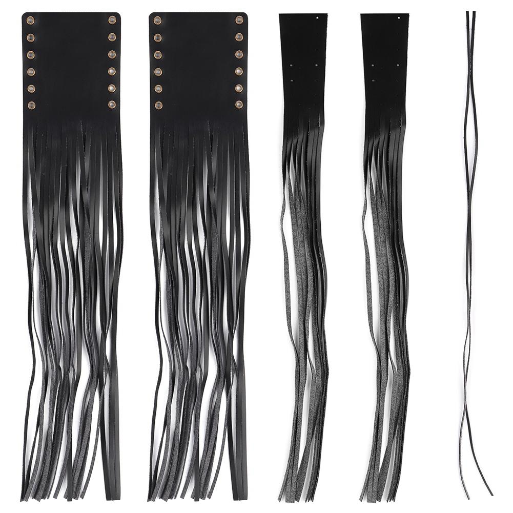 2Pcs Black PU Leather Hand Grips Tassel for 1in Handlebar Motorcycle Modification Accessories