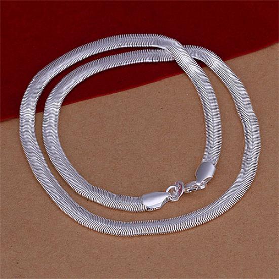 Women's Men's Fashion Solid Silver Plated 6mm Snake Chain Necklace No Pendant