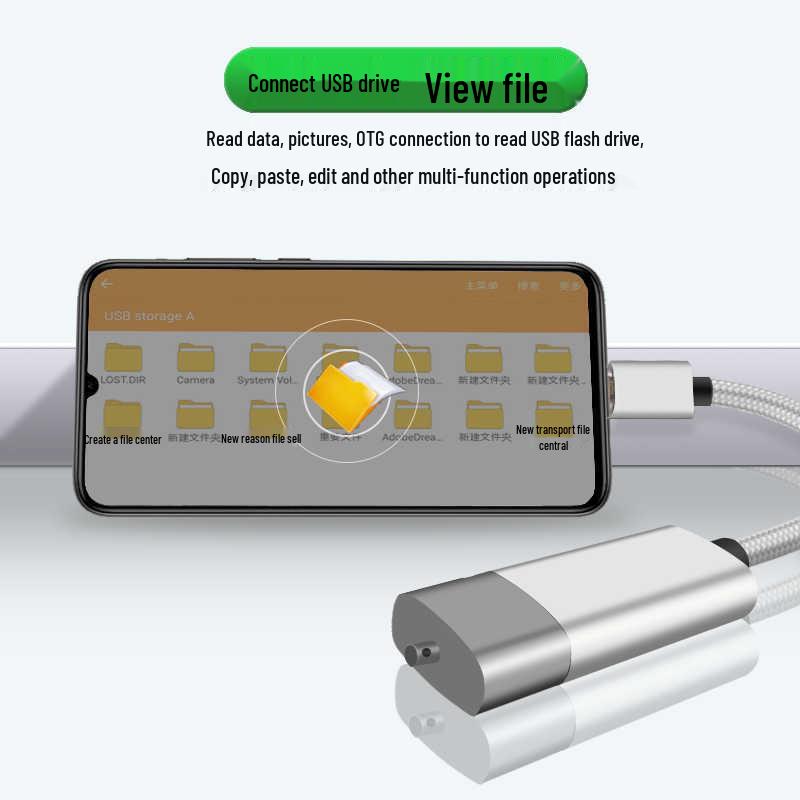 Cross-Border Multi-Function Nylon OTG Adapter: Type-C to USB for Keyboard, Mouse, Flash Drive, and Card Reader.