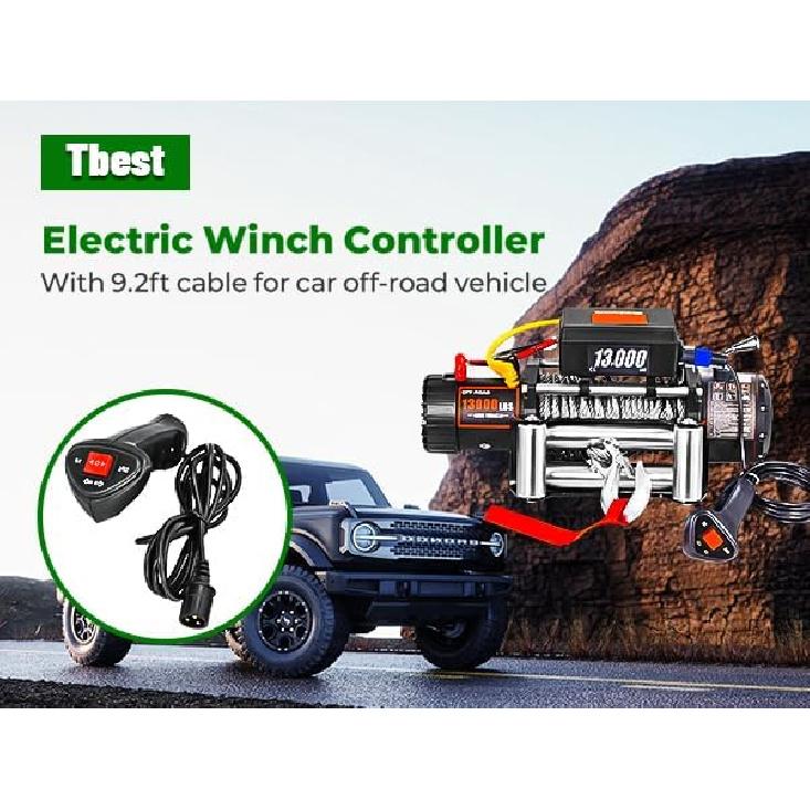 Winch Controller,3 Pin Electric Winch Remote Control Controller with 9.2ft Cable for Car Off Road Vehicle