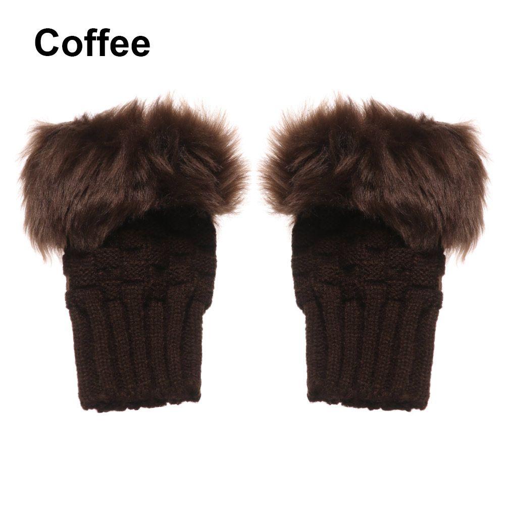 Winter Half Finger Elastic Thicken Warm Warm Mittens Knitted Gloves Faux Rabbit Hair Gloves