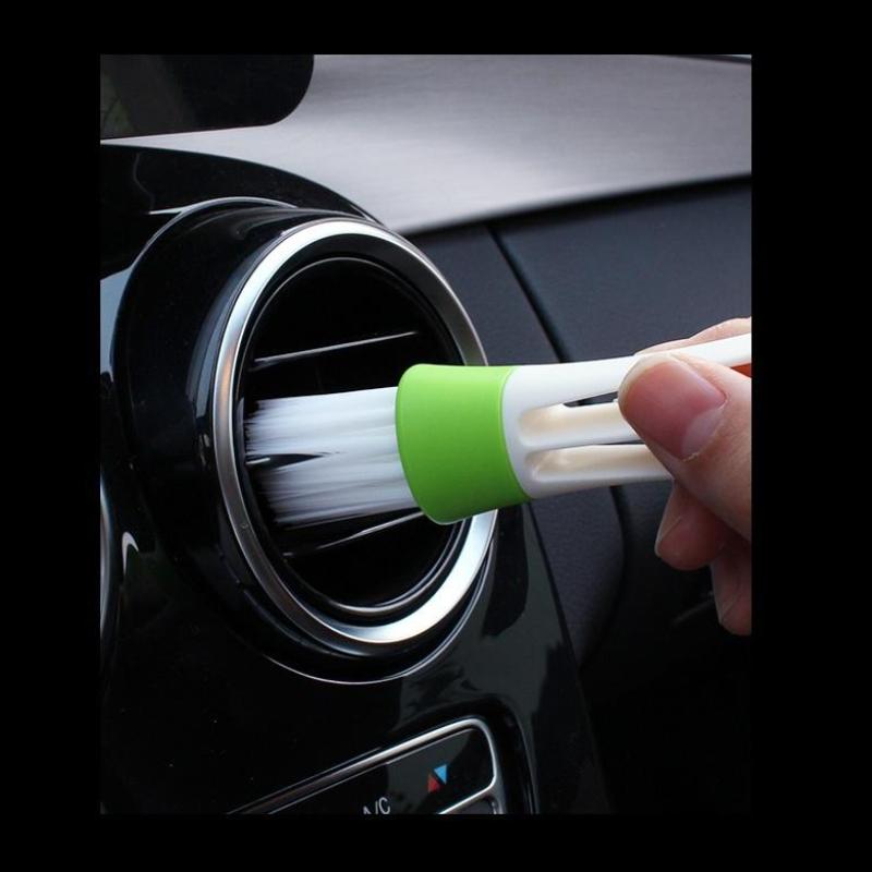 For Mini Double-End Microfiber Car Air Vent Duster with Removable Cloth Cover - Portable Cleaning Brush for Car Detailing, Dual-Head Design