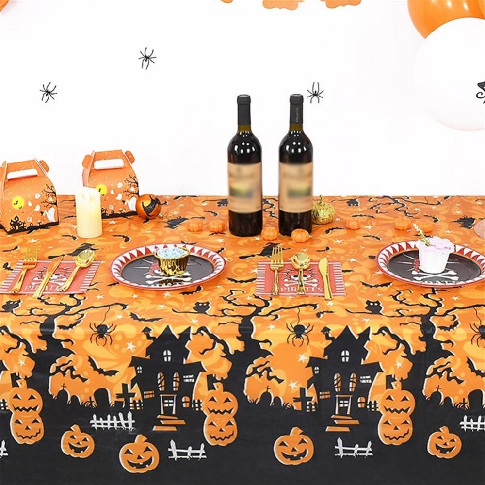 1/2pcs Halloween Tablecloth Pumpkin Spider Web Bat Ghost Table Cover Clothes Festival Party Home Table Decoration Tableware