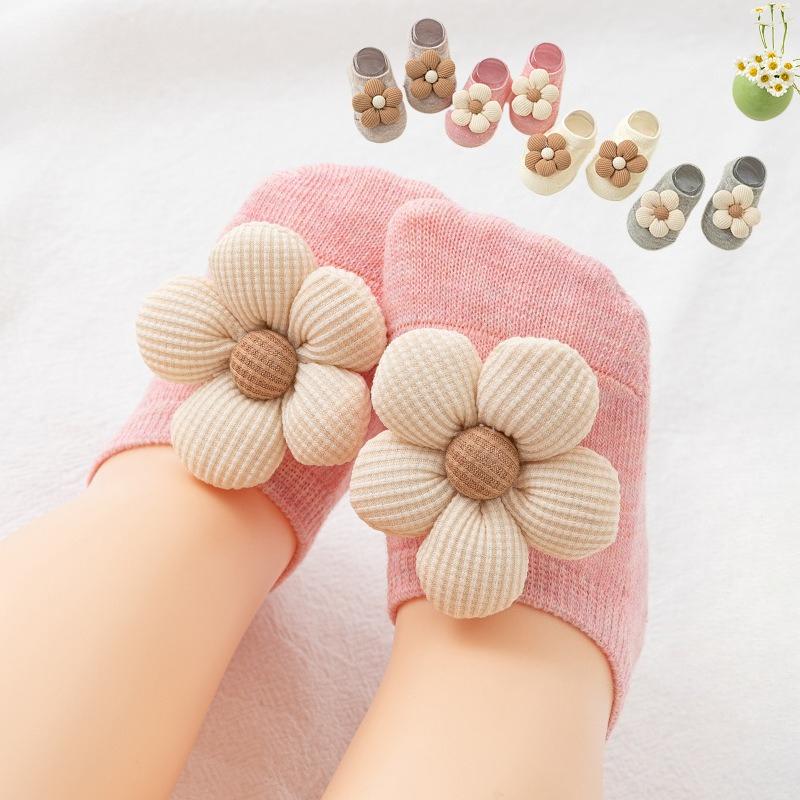 High Quality Cotton Newborn Babies Socks for Girls Cute Flowers Toddler Princess Anti-Slip Children Sock Infant Soft Baby Stuff