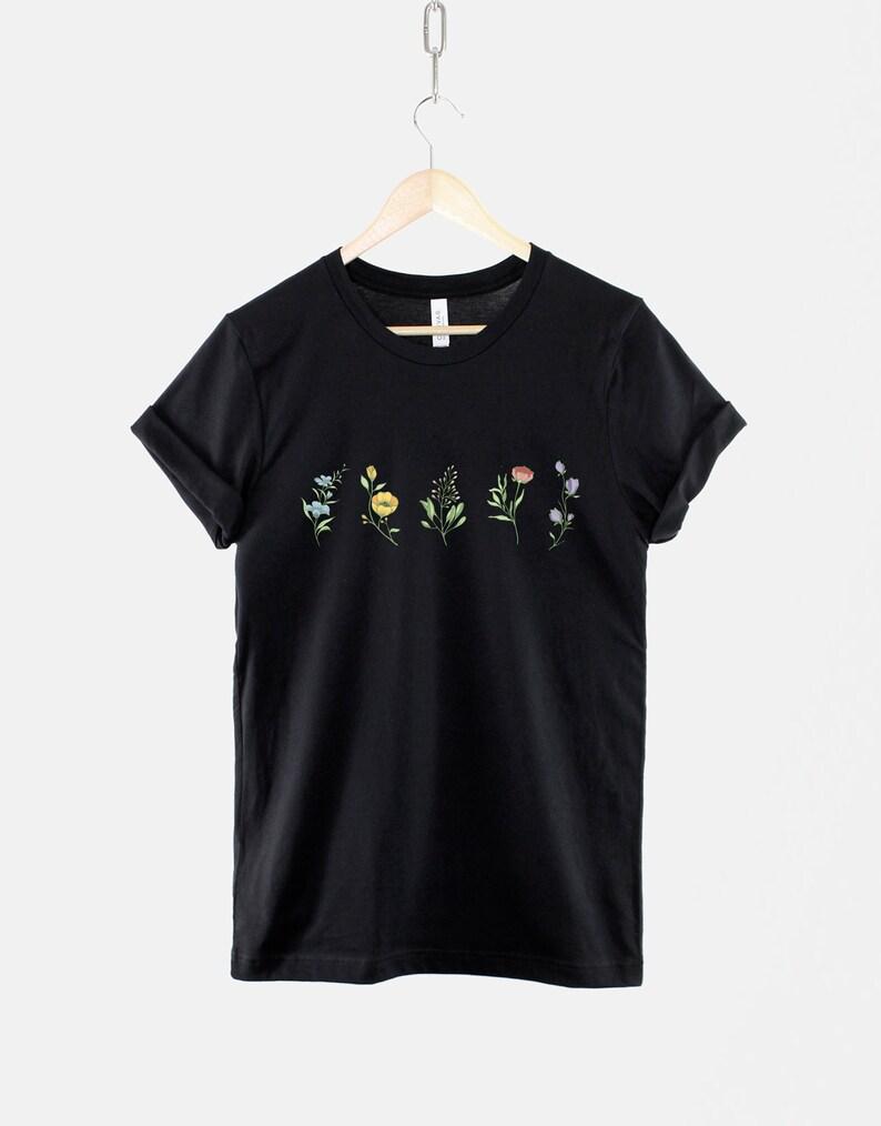 Wildflowers T-Shirt Floral Print Womens Ho Shirt Plants Harajuku Short Sleeve Casual Clothing Street Tops Tees Aesthetic Clothes