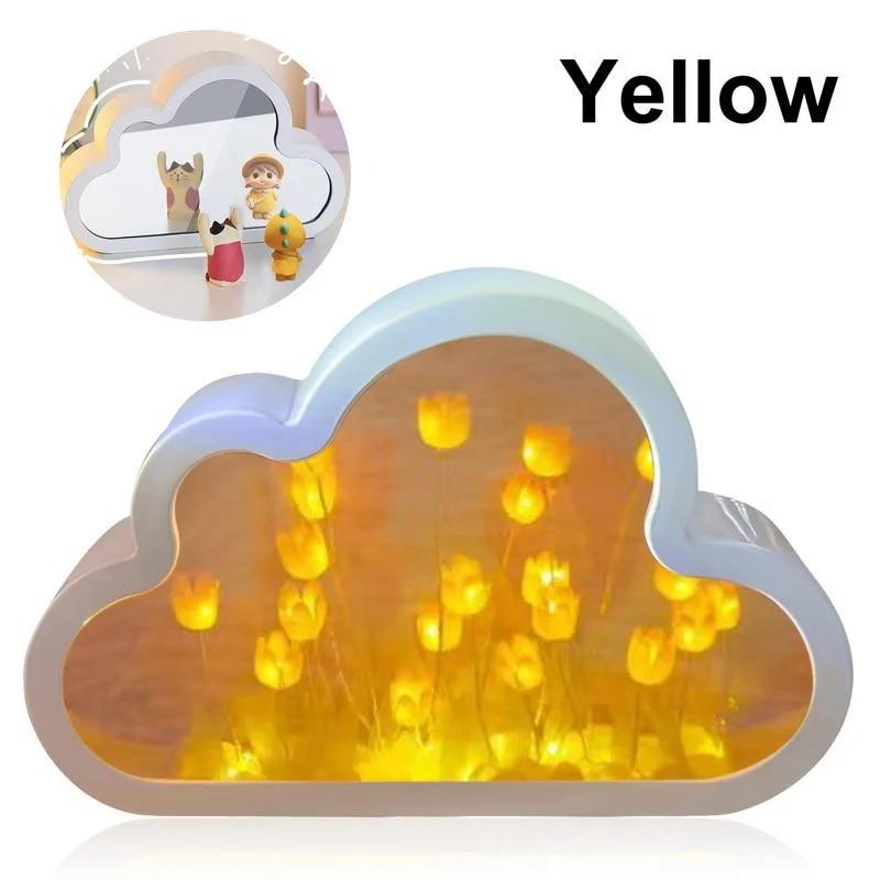 Beautiful Color Ins Night Light Cloud Shape Desktop Decorative Lights Push Button Tulip Flower Sea Lantern Lighting Durable