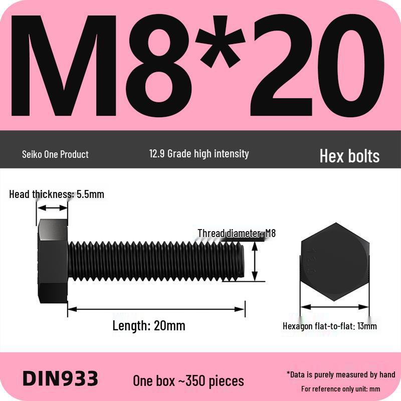 High Strength Class 12.9 Hex Bolt Set: M4-M16 Sizes