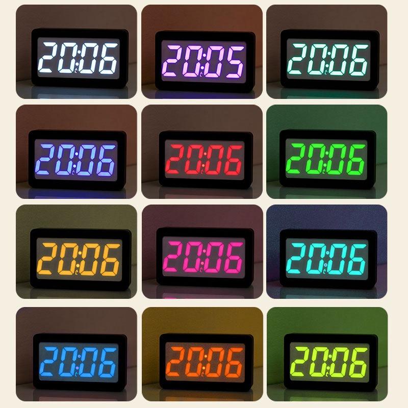 Colorful Color-changing Electronic Alarm Clock Perpetual Calendar LED Color Light Digital Clock Full Color Silent Table Clock 9002