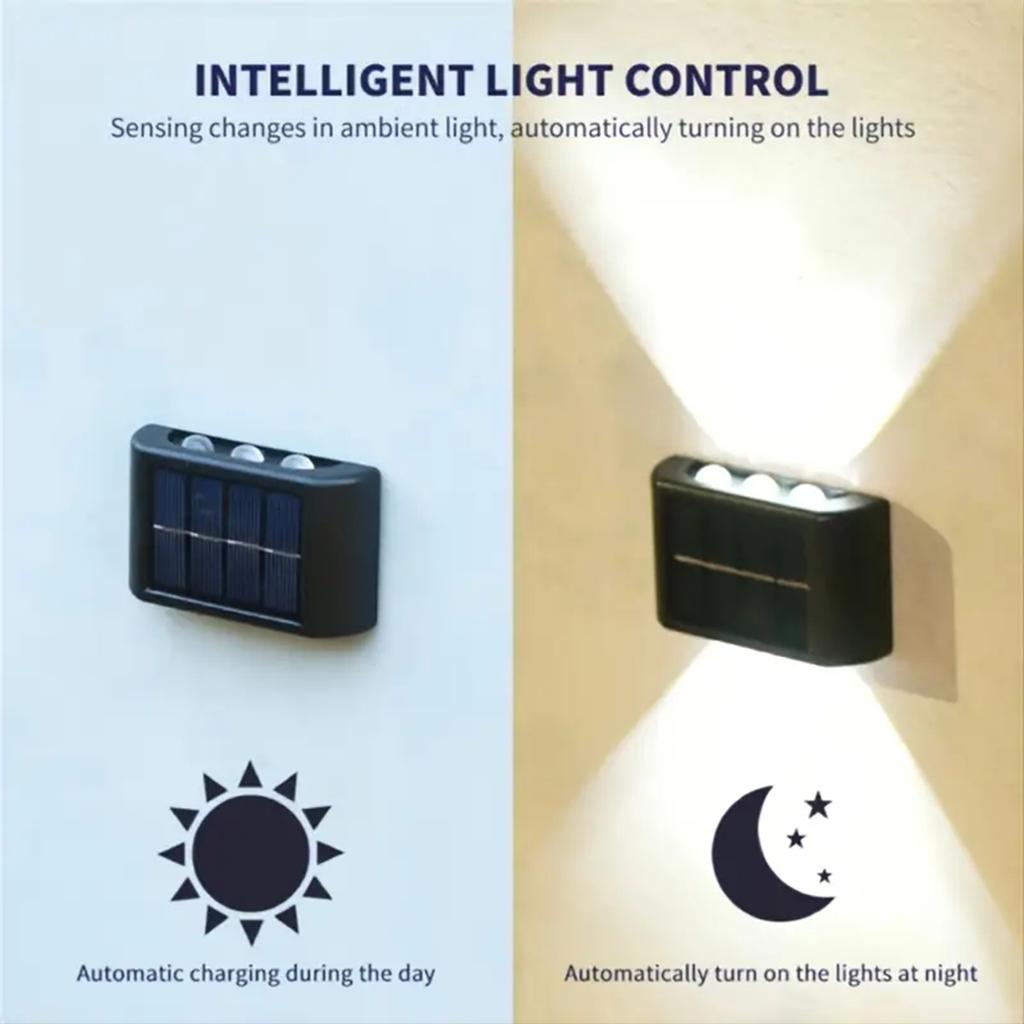 1/2 stk Solar Up Down Lights Utendørs Vanntett, Modern Nordic Sconce Belyser Utenfor Sollyssensor Lampe