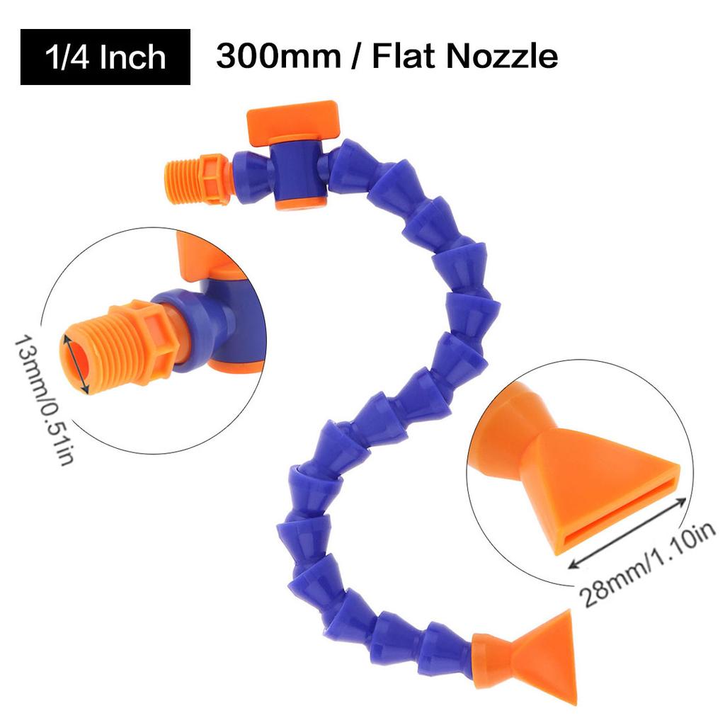 1/2 3/8 1/4'' 300mm 400mm Plastic Flexible Water Oil Coolant Tube Hose with Round Flat Nozzle for CNC Milling Lathe Cooling Pipe