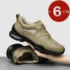 Echtes Rindsleder Herren Outdoor Wanderschuhe mit Absatz Verschleißfest Rutschfest Leicht Atmungsaktiv 6cm Höhenerhöhende Sneaker
