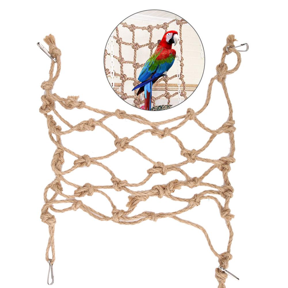 Hemp Rope Parrot Bird Climbing Net Hanging Rope Net Swing Play Rope Ladder Chew Toy (Small)