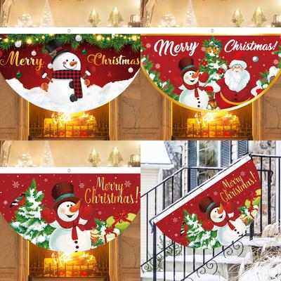Christmas Snowman Fan Flag Christmas Decors for Home 2024 Pendant Xmas Red Fan Flag Ornaments Navidad Natal New Year Gifts 2025