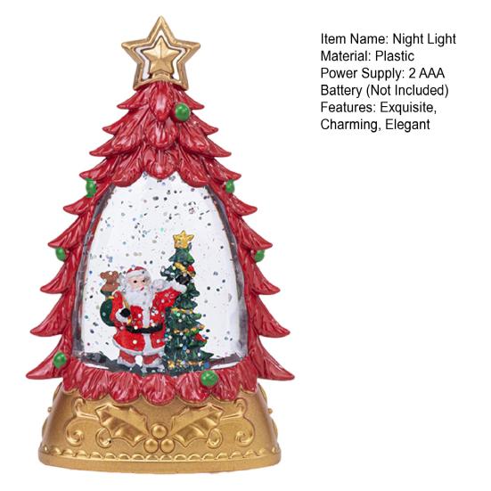 Christmas Snow Ball Lantern Lighted Santa And Christmas Tree Scene Glittering Water Snow Ball Decoration for Home Desktop Decor