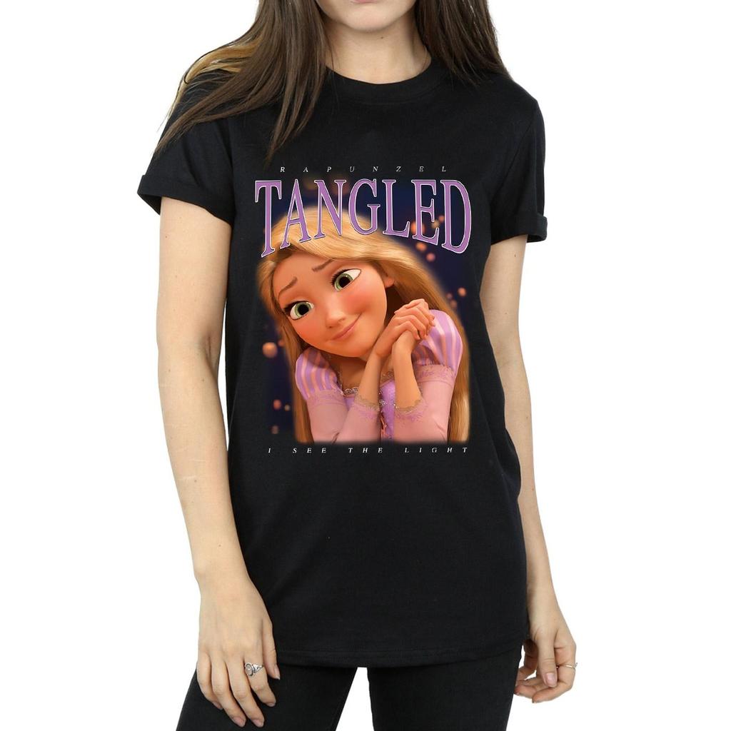 Tangled Damen/Damen Rapunzel Montage Baumwoll-Boyfriend-T-Shirt