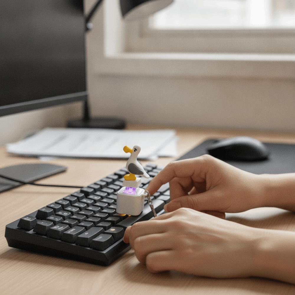 The Cry of Seagulls Seagull Button Keychain Playful Behavior Fidget Clicker Keychain  Pass Time