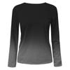 Women's Fashion Long Sleeve Gradient Button Low Chest Sexy Pullover T-Shirt Top