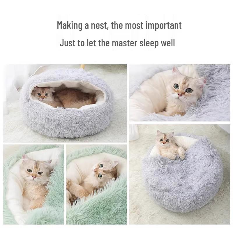 All-Season Enclosed Cat House: Cozy Bed for Cats and Dogs