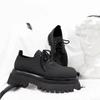 Fashion Round Toe Lace-Up Derby Shoes Women/men 2025 Spring New Casual Black Heightening Leather Shoes Platform Microfiber Leather Shoes