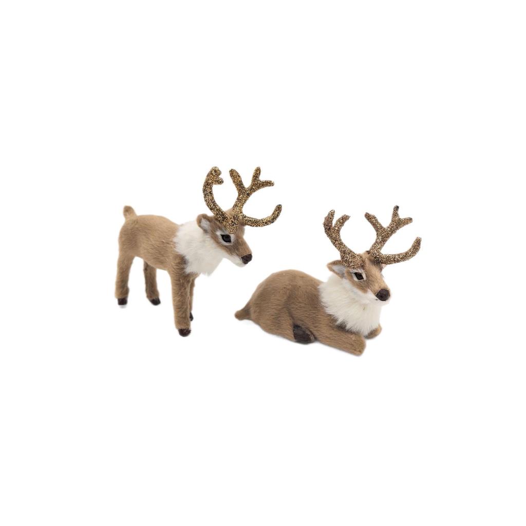 Mini Deer Reindeer Plush Ornament for Christmas Micro Landscape Decor