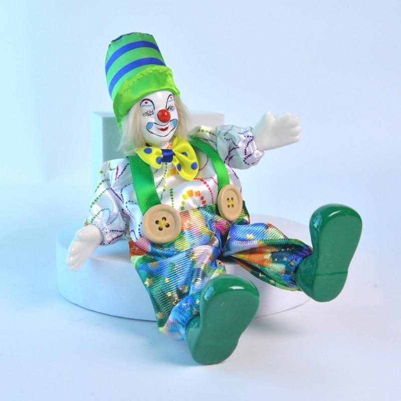 Elegant Ceramic Clown Doll Poseable Clown Figurine Statue For Tabletop Shelf Decoration Halloween Carnivals Ornament