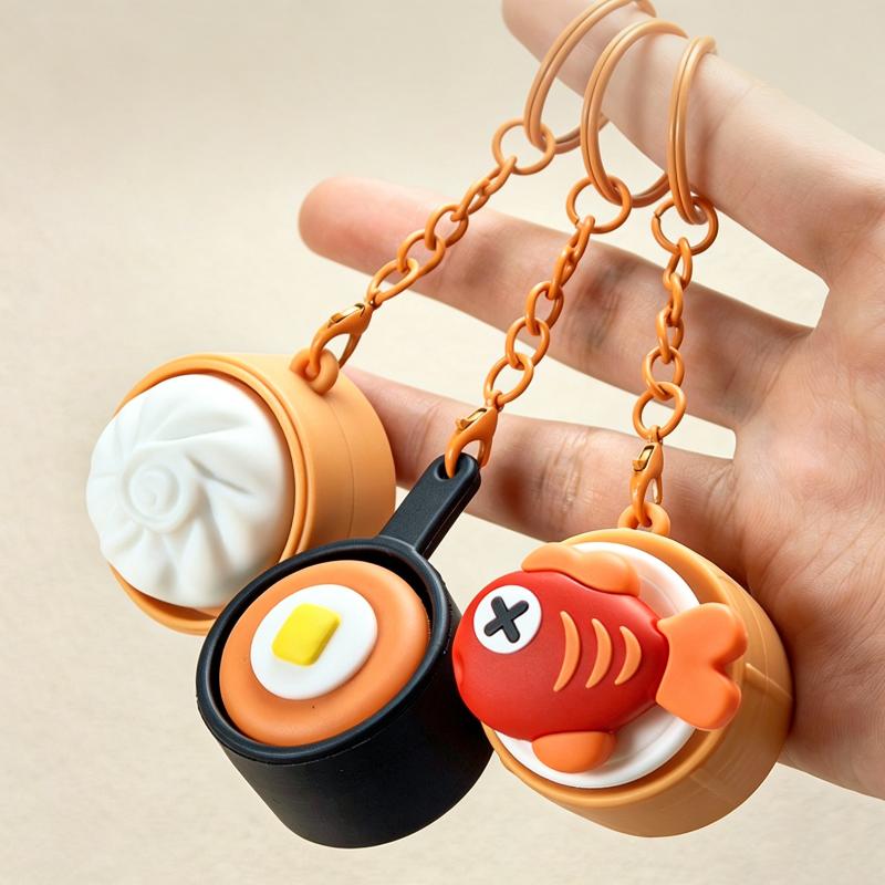Mini Porte-clés Gourmand Décompression Jouet Anti-stress Mignon Burger Sushi Avocat Durian Pendentif Sac à Dos Décor