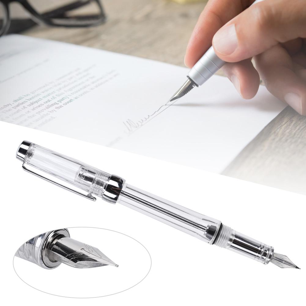 Large Capacity Fountain Pen Transparent Business Writing Pen Office School Supplies 0.5mm Nib