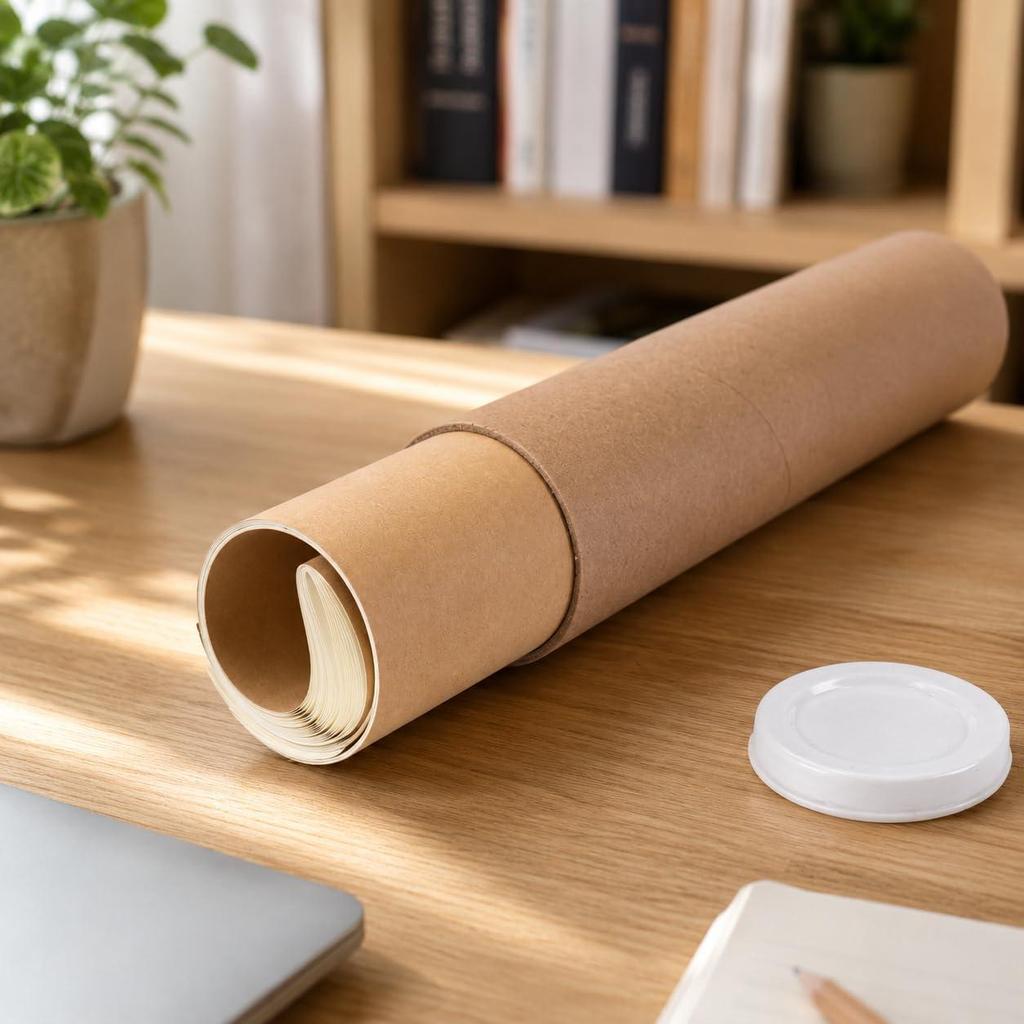 Round Kraft Paper Art Tube Poster Shipping Cylinder for Creative DIY Projects and Document Storage