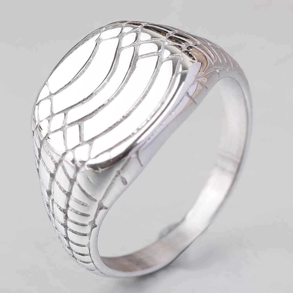 Retro Stainless Steel Rings for Women Men Jewelry Simple Creative Square Stripes with Diamond Grid Texture Ring Wholesale