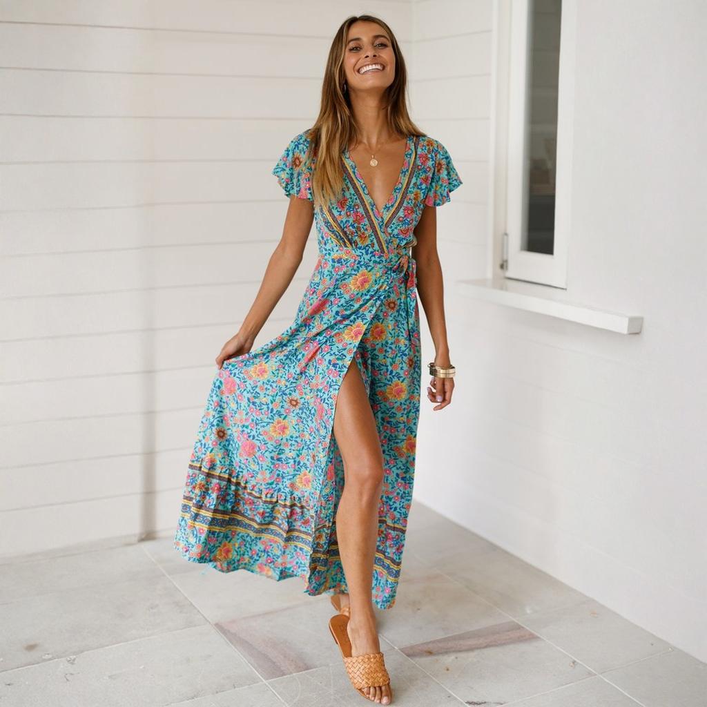 Fashionable Women's Leisure  Vacation Printed Dress Sexy Long Skirt For Women