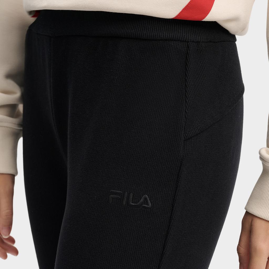 FILA Original Simple Fashion Classic Retro Solid Color Versatile Comfortable Fitted Knit Flared Casual Pants Women bottoms F11W619606FBK