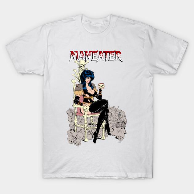 

Men Black Print T-shirt Maneater No-Cut Transfer Paper Print Cotton Tshirt 2XL білий
