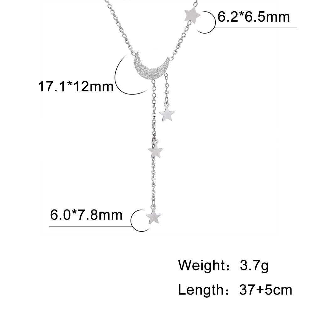 

Unift Moon Star Pendant Choker Necklace Stainless Steel Tassel Star Necklace Elegant Clavicle Chain for Woman Party Jewelry Gift