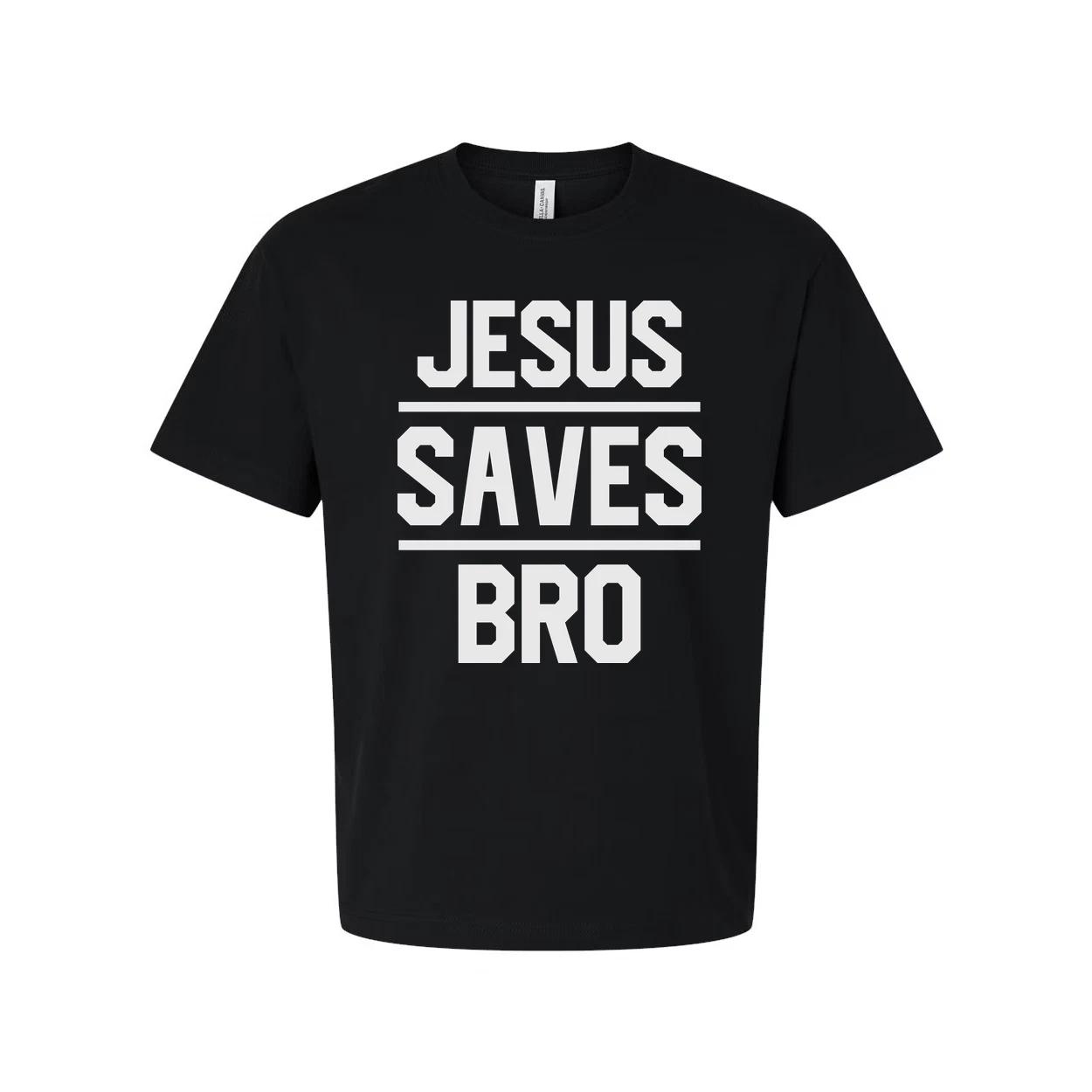 Jesus Saves Bro Unisex Graphic Tee With Bold Block Lettering For Christians Adul S