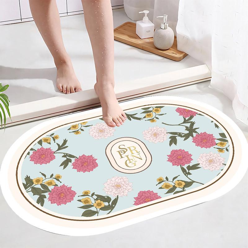 Oval Shaped Floor Mat Kitchen Carpet Bathroom Entrance Bathroom Dirt Resistant Mat Floor Mat