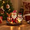 Resin Christmas Santa Snowman Figurines with Lights, Festive Tabletop Decor