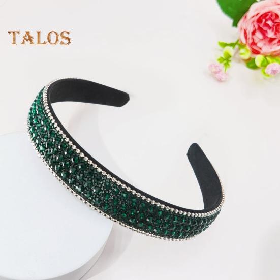 Retro Wide Hair Hoop Shiny Rhinestones Inlaid Lightweight Headband Bright Color Hairband Hair Accessories