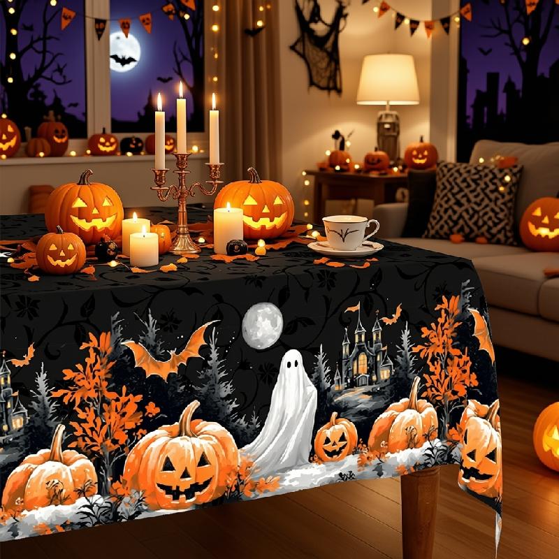 Tovaglia Vespri Halloween, tovaglia con motivo di zucca spettrale e fantasma, decorazione per la celebrazione di ottobrezyc