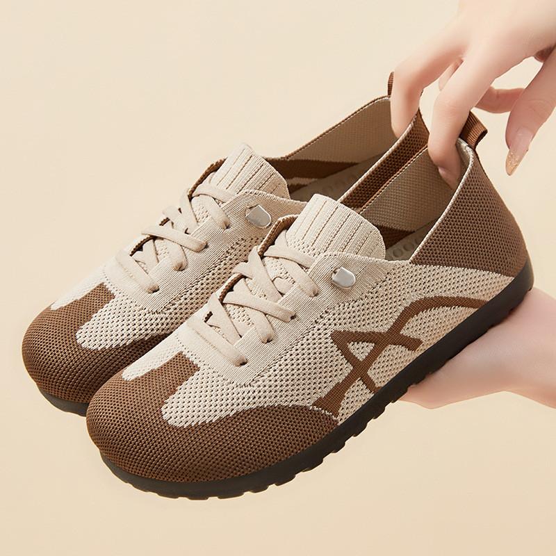 Shoes Women's Spring New Mesh Shoes Casual Breathable Forrest Gump Shoes One Pedal Retro Versatile Lace-up German Training Shoes