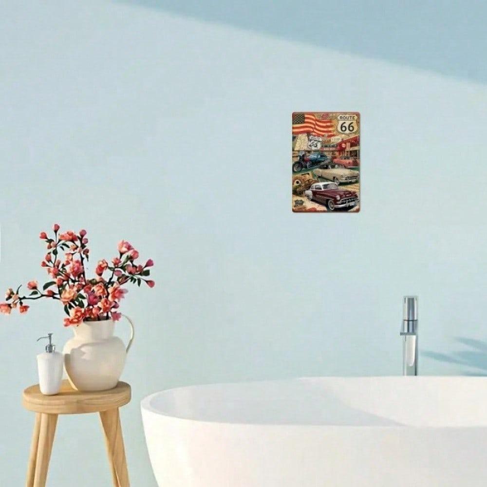 Vintage Route 66 Metal Tin Sign Retro American Road Trip Wall Decor Garage Bar Cafe Plaque Iron Art