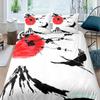 Japanese Ukiyo-e King Queen Duvet Cover Golden Fish Hokusai Bedding Set Crane Wave Quilt Cover Red Sun Polyester Comforter Cover