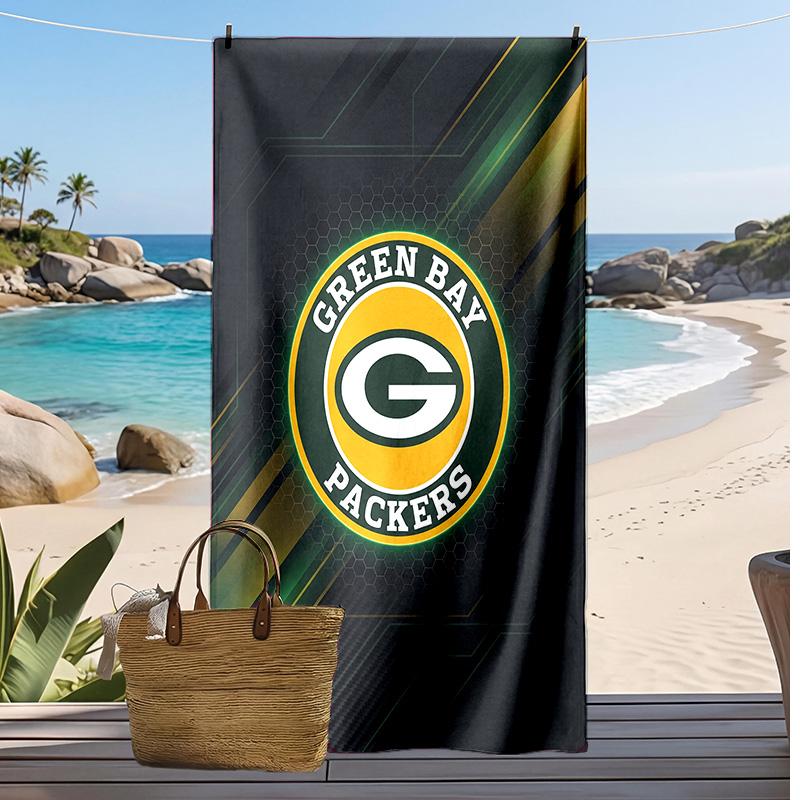 Asciugamano da Spiaggia Stampa Green Bay Packers Morbido Portatile Asciugatura Rapida?Asciugamano Asciutto Per Piscina Vacanza Estiva Sport all'Aperto