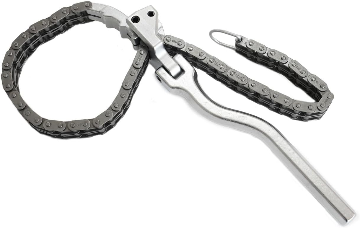 

Oil filter wrench, chain type, heavy-duty double chain, suitable for passenger cars to large vehicles and heavy trucks, oil filter removal tool.