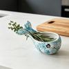 Herb Stripper Bowl Resin Herbal Peeling Bowl with 4 Size Holes Blue Whale Shape Pottery Herb Peeler for Removing Leaves from Thyme Rosemary