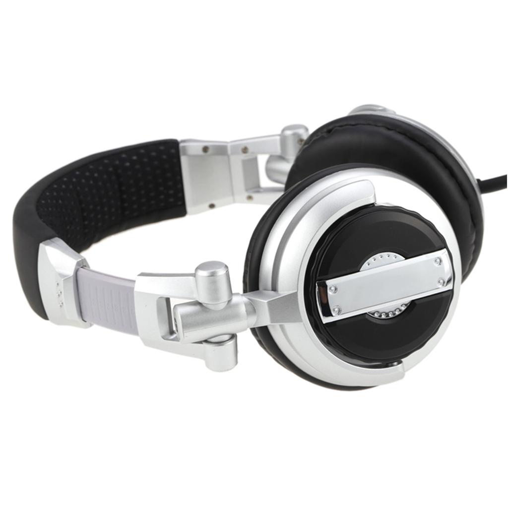 Headset HeadMounted Hifi Rotating Foldable Studio Monitor Headphones for VR Room Recording Gaming(Silver )
