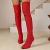 Fashion Sexy Over The Knee Sock Boots Women High Heels Fahsion Shoes Winter Knitting Long Boots Transparent Chunky Large Size 43 Shoes