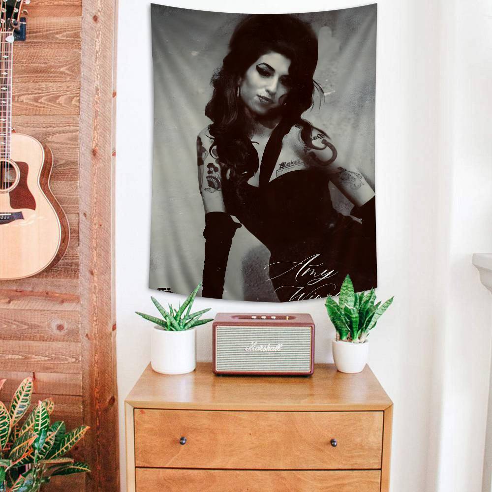 Famous Music Singer Amy Winehouse Classic Vintage Printed Large Wall Tapestry Wall Hanging Decoration Household Decor Blanket