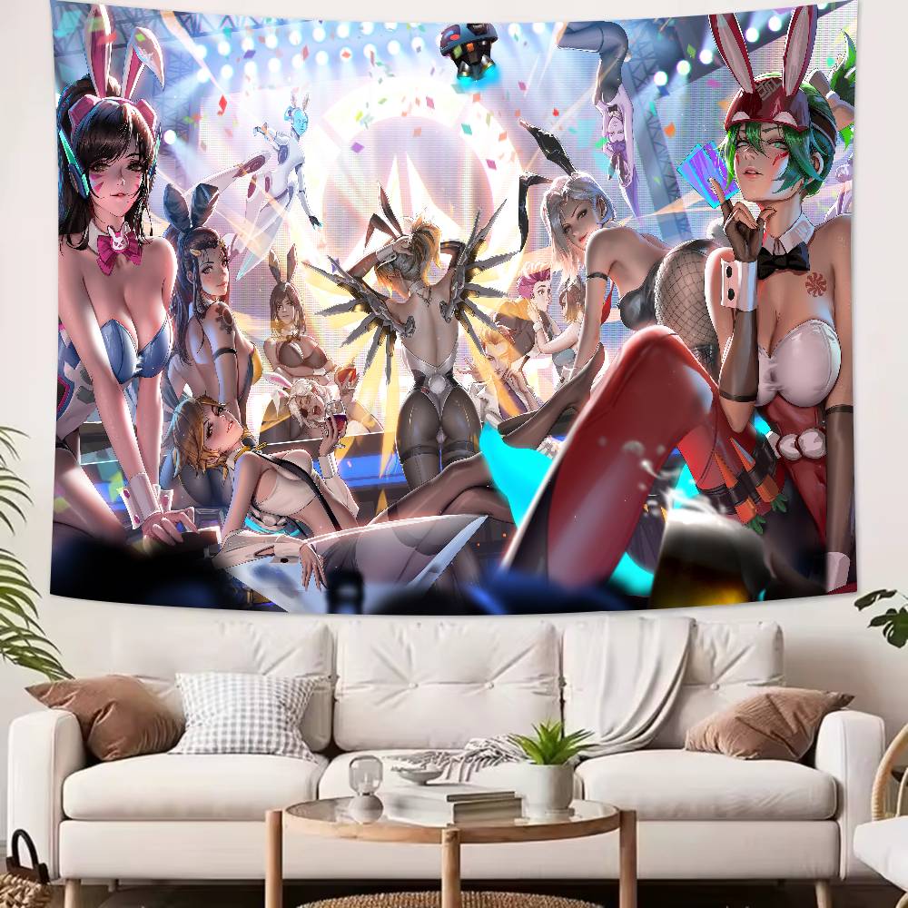 TOP Cool Popular FPS OOverwatch 2 Gaming Tapestry Popular Room Decoration Wall Tapestry Art Room Home Decor Wall Art Decor