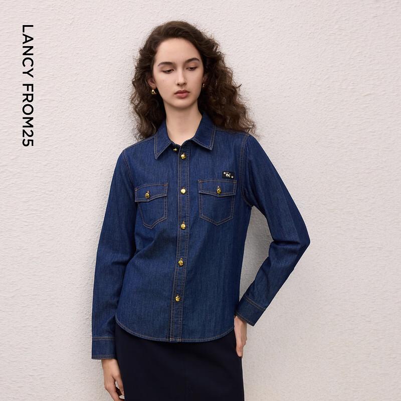 Langzi Cotton Polo-Collar Denim Shirt