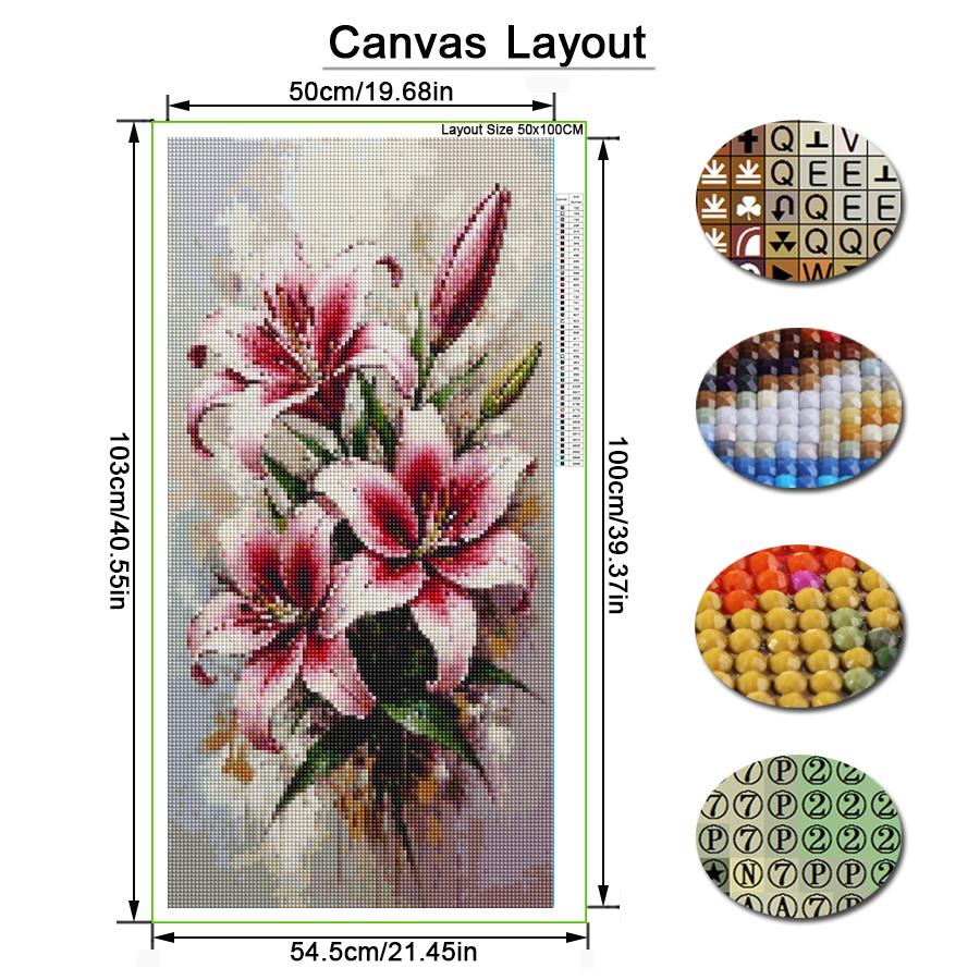 Colorful Flowers Large Size Diamond Painting Peony Rose Lily Diy Full Square Round Drill Rhinestone Embroidery Mosaic Cross Stitch Kits Wall Decor